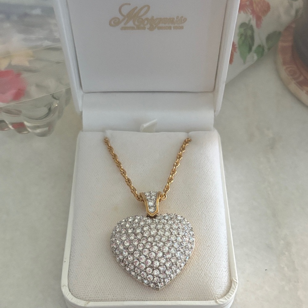 Gold and Silver Heart Pendant Necklace